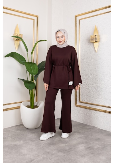 Nevayla Moda Mevsimlik Modal Kumaş Takım - T114 Kahverengi