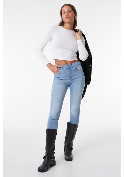 Wrangler High Rise Skinny Fit Dar Kesim Yüksek Bel Çok Dar Paça Mavi Kadın Esnek Jean Denim Kot Pantolon W27HZI29R