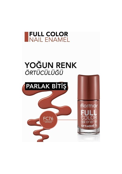 Flormar Yoğun Pigmentli Parlak Oje (Turuncu) - Full Color Nail Enamel - FC76 Vintage - 8690604612741