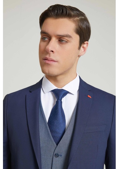 D's Damat Slim Fit Lacivert Armürlü Takim Elbise Kombinli 3efy5kmbn0571 Lacivert