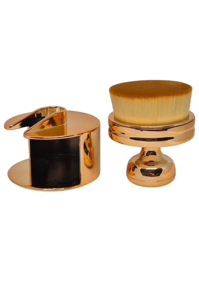 Lüks Touch Gold - Altın Renkli Metal Standlı Shine Brush Ergonomik Pudra Fırçası Makyajınızı Sanata Dönüştürün
