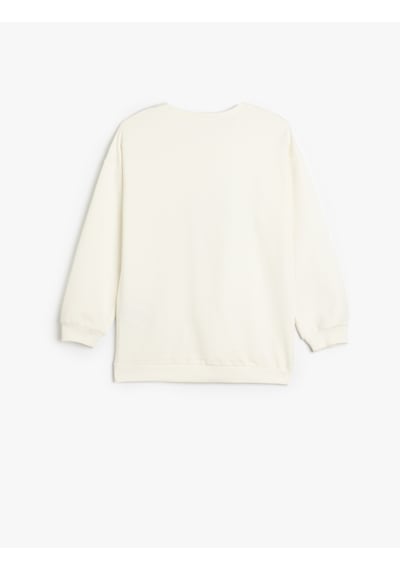 Koton Sweatshirt Unicorn Baskılı Uzun Kollu Bisiklet Yaka Pamuklu Ekru 5skg10182ak Ekru
