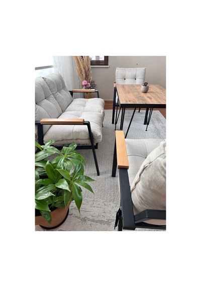 Green Garden Gülizar Model, Balkon, Bahçe, Cafe - Metal Koltuk Takımı, Bahçe Takımı , Çay Seti, 2+1+1+masa