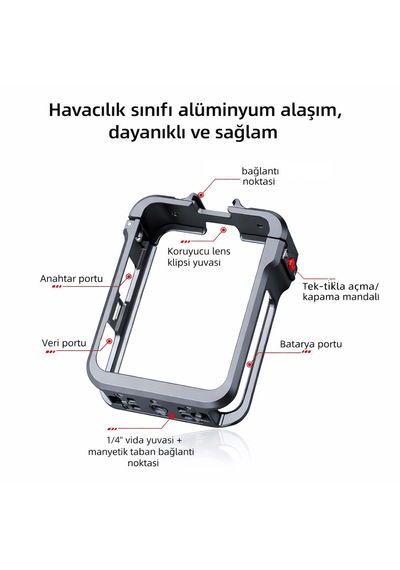 Teknoroket Djı Osmo 360 Uyumlu Metal Çerçeve Cage Alüminyum Alaşım Koruyucu Kafes Gümüş