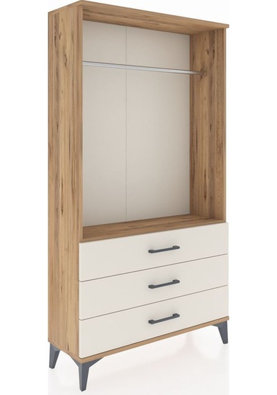 Arges Dolap Tek Raflı 3 Çekmeceli Tek Askılı 88x30x163 Çam-aytaşı Atlas Çam