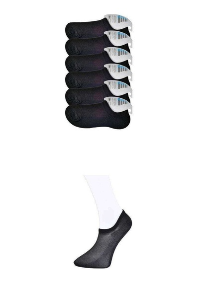 Royaleks Siyah Erkek Görünmez Çorap 6 Çift Renkli