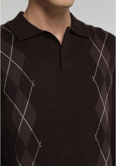 Colin's Colins Regular Fit Polo Yaka Jakarlı Erkek Kahverengi Kazak Cl1083981 Q1.v1 Brw