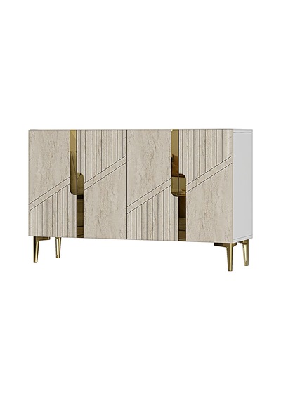 Ka1228btg Evva Konsol Ve Tv Sehpası Beyaz-traverten-gold 120cm