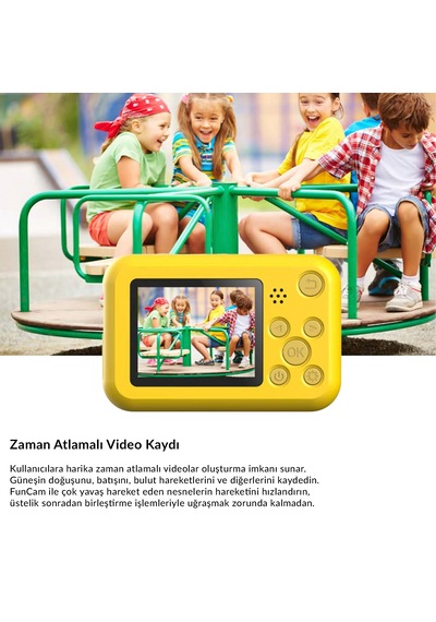 Sjcam Funcam Dog 1080p Video, 12mp Fotoğraf, 2 Ekran, Taşınabilir Ve Eğlenceli Çocuk Kamerası Çok Renkli