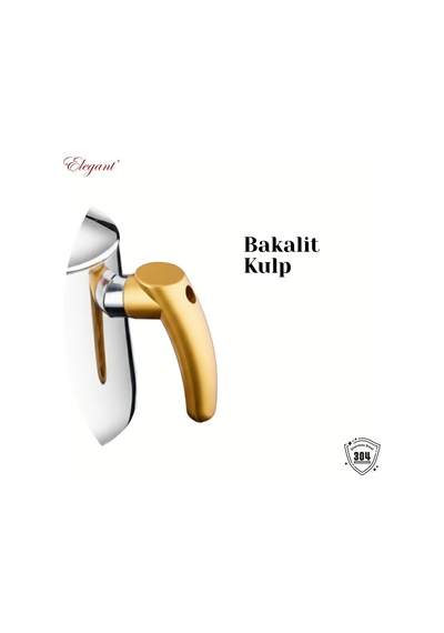 Piramit Orta Boy Bakalit Kulplu Çaydanlık Takımı - Altın Altın