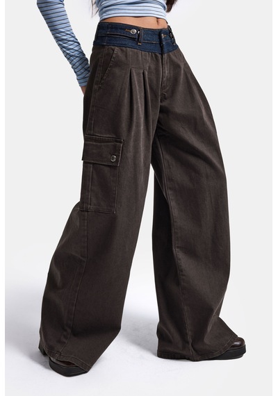 Kadın Acı Kahve Süper Palazzo Kot Kemer Detaylı Kargo Cep Özel Tasarım Denim Jean Acı Kahverengi Kadın Acı Kahve Süper Palazzo Kot Kemer Detaylı Kargo Cep Özel Tasarım Denim Jean Acı Kahverengi