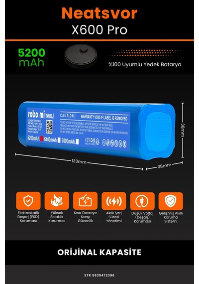 Neatsvor X600 Pro 5200mah Robot Süpürge Bataryası