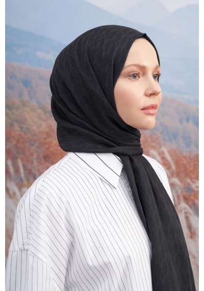 Armanda 70 X 190 Cotton Monogram Desen Şal - Ar 3098 03048 - 70 X 190 / Siyah