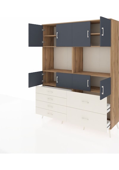 Hyperion Gardrop 8 Raflı 6 Çekmeceli 8 Kapaklı 176x44x221 Çam-antrasit/aytaşı Antrasit/aytaşı Hyperion Gardrop 8 Raflı 6 Çekmeceli 8 Kapaklı 176x44x221 Çam-antrasit/aytaşı Antrasit/aytaşı