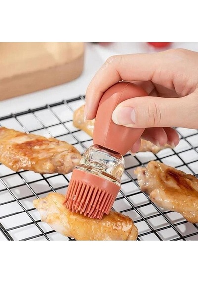 İndecor Houseware Hazneli Silikon Yağ Sos Ve Yumurta Fırçası Yağ Fırçası Yağ Şişesi Pembe 180 Ml Çok Renkli