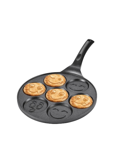 27 Cm Döküm Granit Emojili Pancake Tavası Yapışmaz Granit Kaplama Krep Ve Pancake Tavası Da Siyah