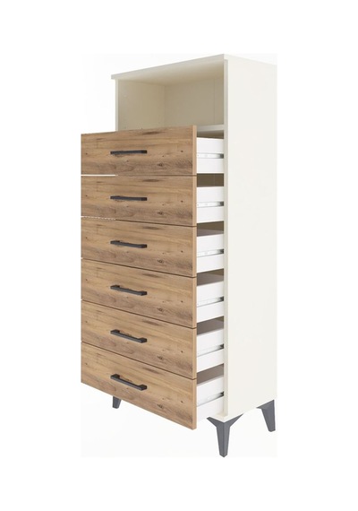 Arges Dolap Tek Raflı 6 Çekmeceli 60x30x134 Aytaşı-çam Aytaşı