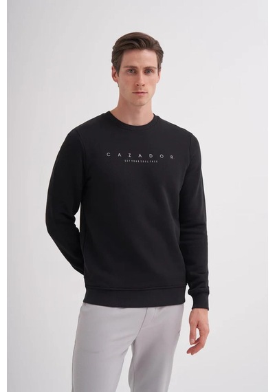 Cazador 52350 Erkek Bisiklet Yaka Sweatshirt Siyah