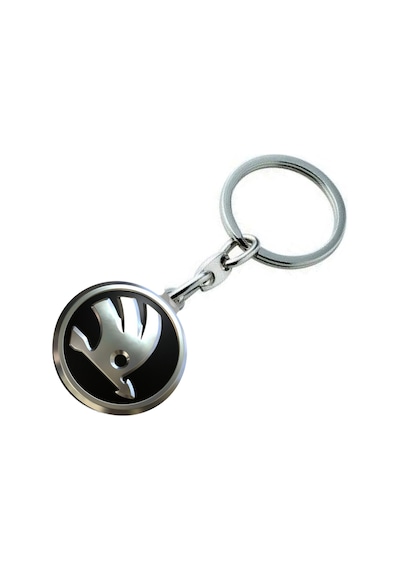 Skoda Logolu Metal Otomobil Anahtarlığı - Damla Baskılı
