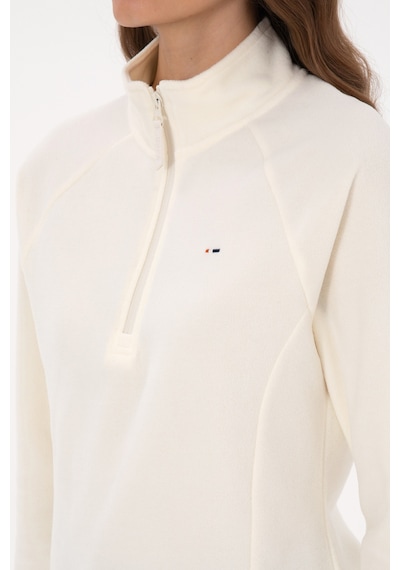 U.S. Polo Assn. Kadın Krem Fermuarlı Dik Yaka Polar Sweatshirt 50316714-VR256