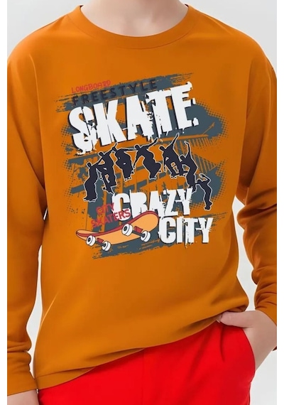 Panios Kids 3'lü Crazy City-scotter-ınside Baskılı Erkek Çocuk Sweatshirt Çok Renkli