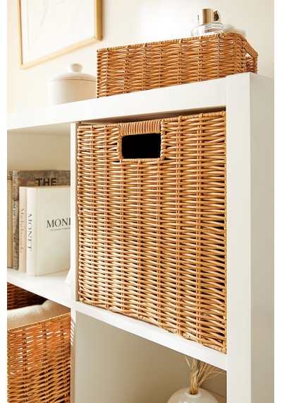 Ocean Home Textile 2'li Yıkanabilir Bej Pp Rattan Sepet Set 33 X 33 X 33 Cm
