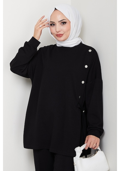 Bestenur Çıtçıt Detaylı Oysho İkili Takım 1624 - Siyah Siyah