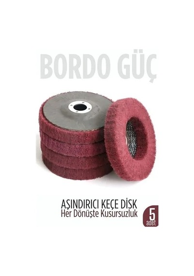 11 Cm Endüstriyel Aşındırıcı Keçe Disk 22 Mm İç Çaplı Zımpara Fırçası 5 Adet 722479