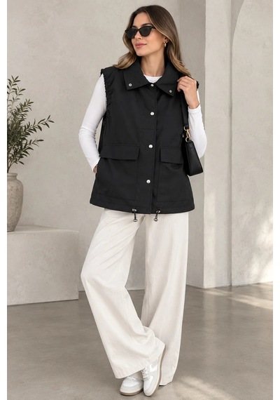 Nazzain Kadın Oversize Yelek Siyah