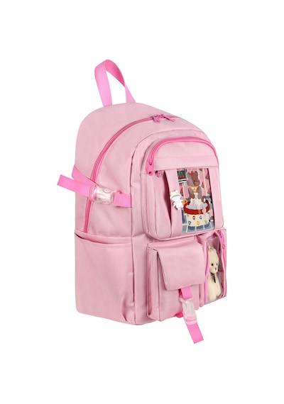 Waddell Kore Kawaii Tarzı Okul Sırt Çantası, Termal Beslenme Çantası Ve Kalemlik Pembe 26700