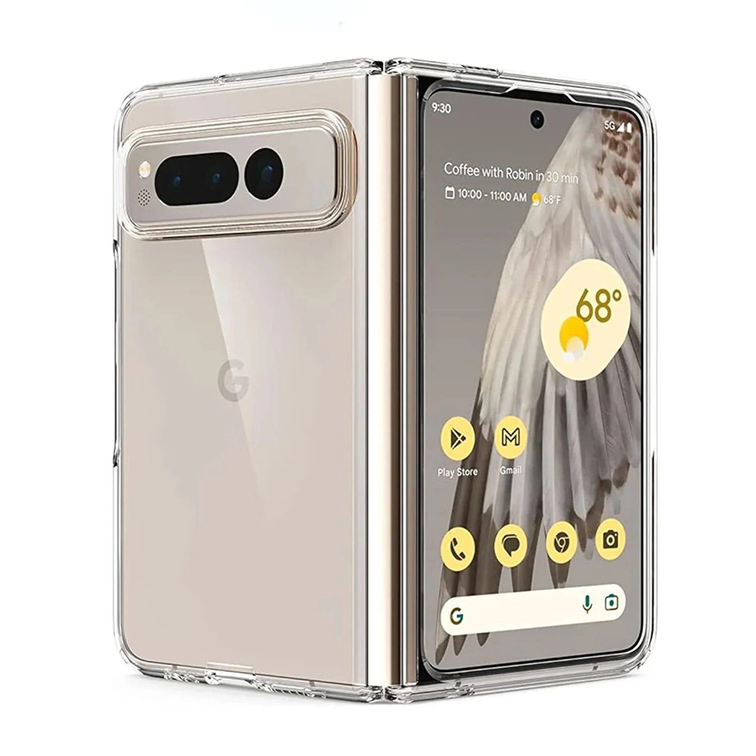Microcase Google Pixel 10 Pro Fold İle Uyumlu Sert Kristal Kapaklı Kılıf Şeffaf- Al3157