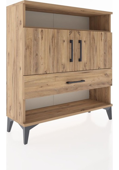 Arges Şifonyer 3 Raflı Tek Çekmeceli 2 Kapaklı 88x30x96 Çam-çam Çam