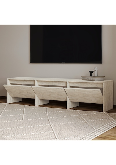 Laris 160 Cm 3 Kapaklı Tasarım Tv Sehpası Traverten