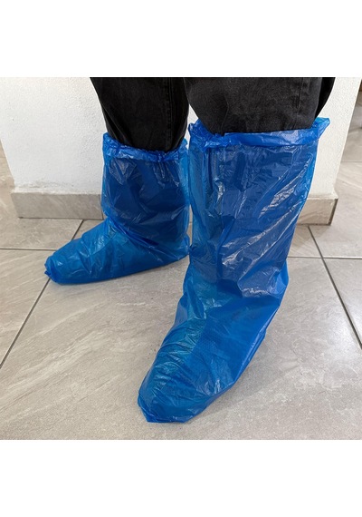 1000 Adet Çizme İçin 60 Mikron Galoş Plastik Kaymayan Sıvı Geçirmez Mavi Uzun Büyük Polietilen
