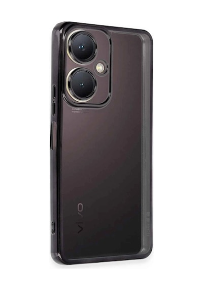 Vivo Y27 Kılıf Razer Lensli Silikon - Siyah Düz Renkli