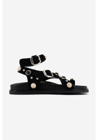 Valmenti Kadın Hakiki Deri Siyah Süet Düz Sandalet 1141 832 Bn Sndlt Y26 Black Suede