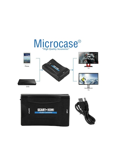 Microcase Scart To Hdmı Dönüştürücü Adaptör Siyah - Al2621