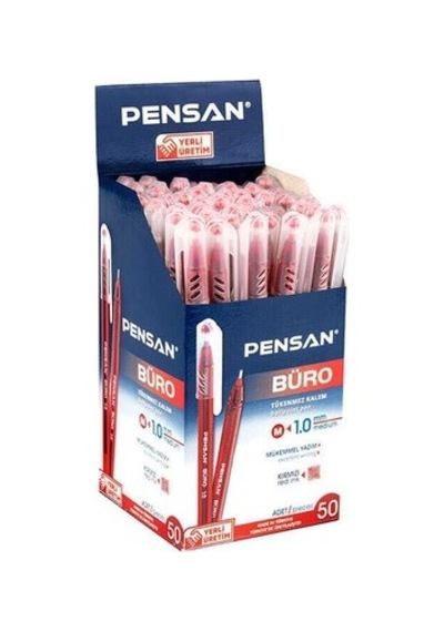 50'li Kırmızı 1 Mm Tükenmez Kalem Seti ---
