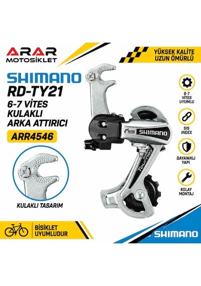 Shimano Tourney RD-TY21 6-7 Vites Kulaklı Arka Attırıcı-ARR4546 Krom