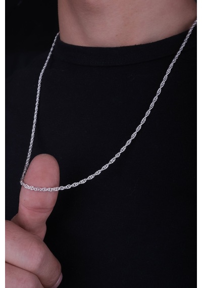 Encili Silver 925 Ayar Gümüş Halat Burgulu Zincir Model Kolye 2 Mm Gümüş