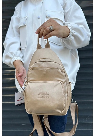 Just Polo Kadın Yeni Sezon İthal Klinkır Kumaş Lüks Ve Şık Vücut & Sırt Çantası Shopper Krem