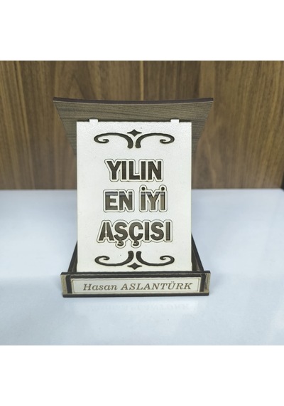Kişiye Özel Yılın En İyi Aşçısı Ahşap Plaket 13.5x9.5x2.5