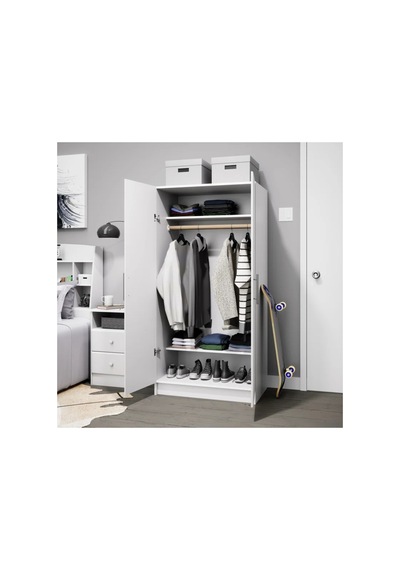 Mdf Leno Gardırop 2 Kapaklı Askılı Ve Raflı Beyaz Mdf Leno Gardırop 2 Kapaklı Askılı Ve Raflı Beyaz