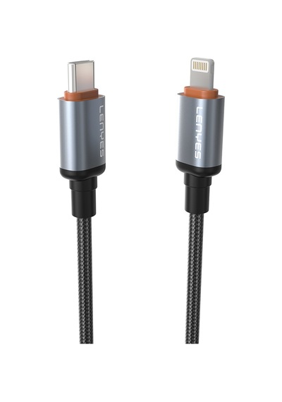 Lenyes LC528 Type-C To Lightning 27W Hızlı Şarj Özellikli Örgülü Data Ve Şarj Kablosu 1 M Siyah
