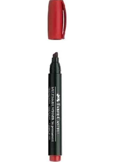FABER CASTELL PERMANENT MARKÖR 54 KESİK UÇ KIRMIZI 12 ADET