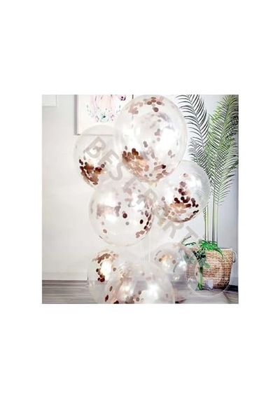 10'lu Rose Gold Konfetili Şeffaf Latex Balon Seti 2 Yaş Mavi