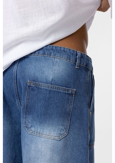 Vamos Cep Detaylı Baggy Fit Jean Mavi