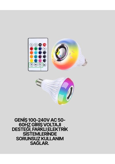 Northcity Akıllı Led Ampul E27 Bluetooth Hoparlörlü Ve Renkli Işık, 12w Enerji Tasarruflu Diğer