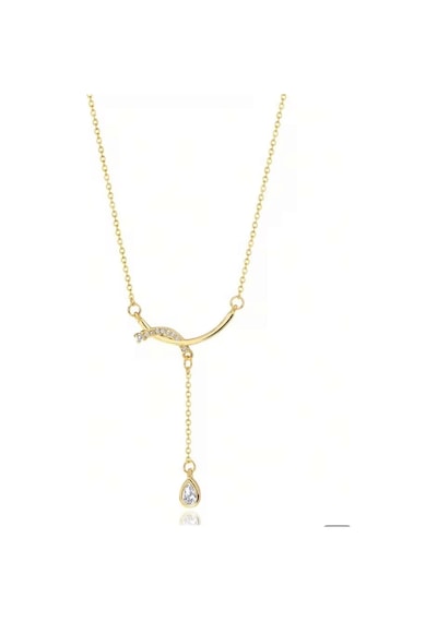 Lunarie Damla Taşlı Sallantılı Kolye 14k Gold Kararmaz Çelik Altın