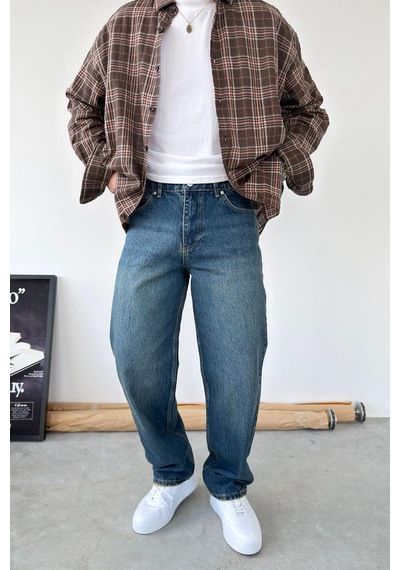 Koyu Mavi Basic Baggy Fit Pantolon Koyu Mavi